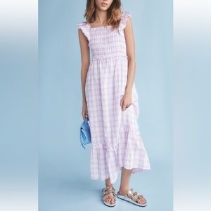 NWT! English Factory Plaid Midi Dress w/ Ruffles